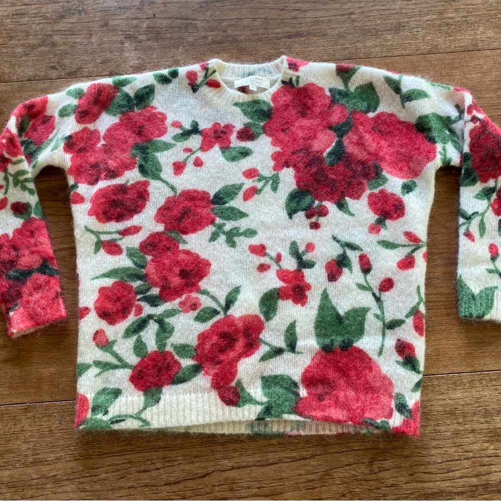 Floral Crewneck Sweater - Red/Green